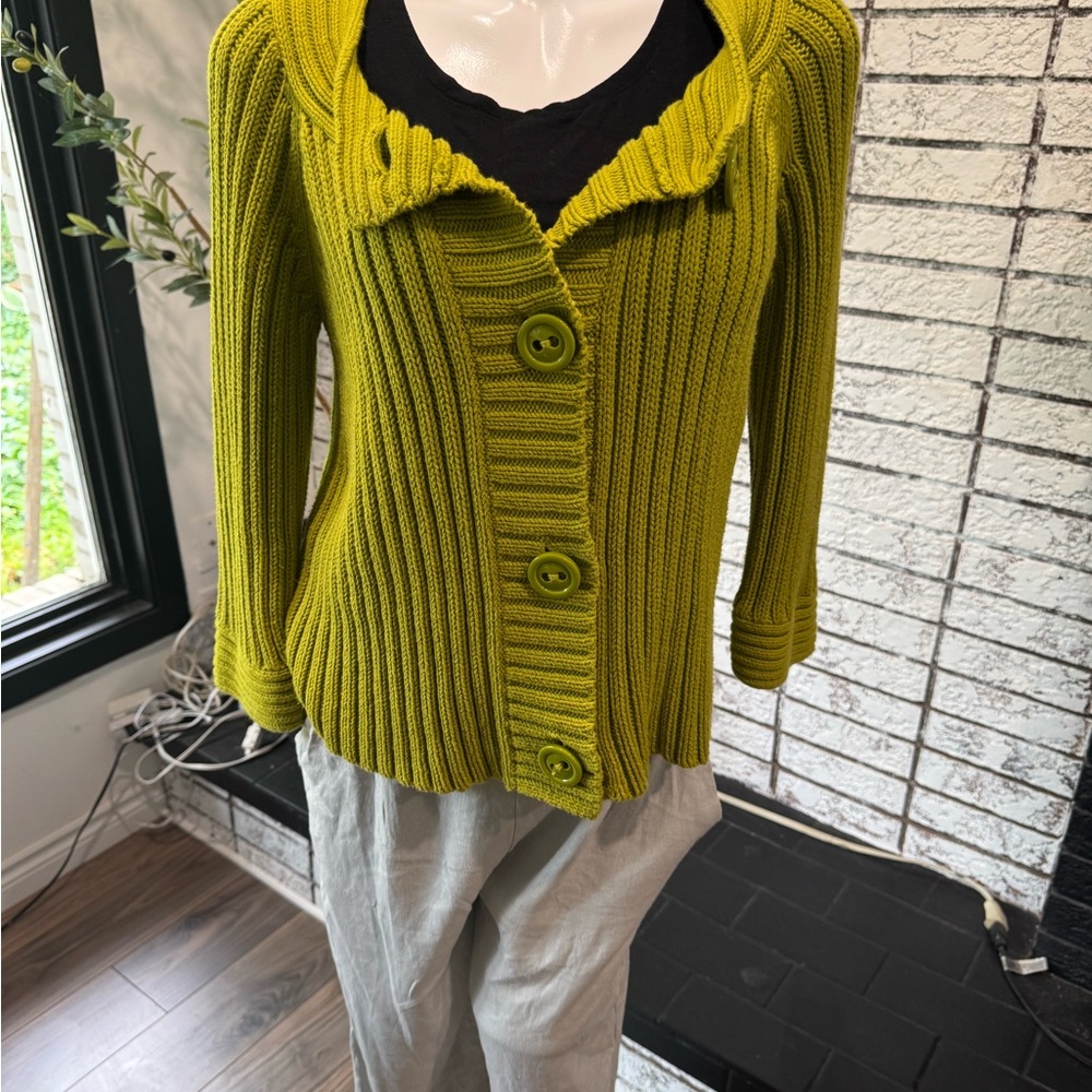 Jones New York Button-Up Ribbed Cardigan - Green